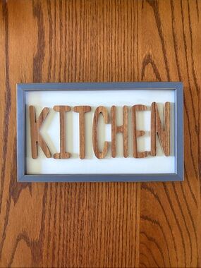 Mainstays Gray Framed Wooden KITCHEN Wall Art